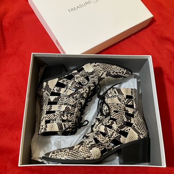 Snakeskin Cut Out Lace up Boots by Treasure and Bond - Picture 3 of 5
